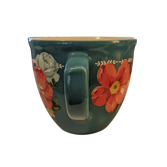 The Pioneer Woman Bloom Coffee Mug 16oz Tea Cup Floral Teal Pink Stoneware - Picture 4 of 6